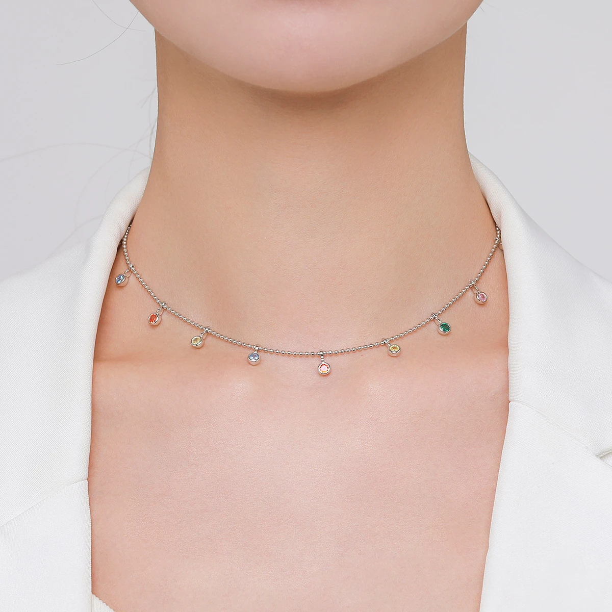 Simple Style Circle Round Sterling Silver Plating Inlay Zircon Rhodium Plated Choker 7 Simple Style Circle Round Sterling Silver Plating Inlay Zircon Rhodium Plated Choker - Image 5