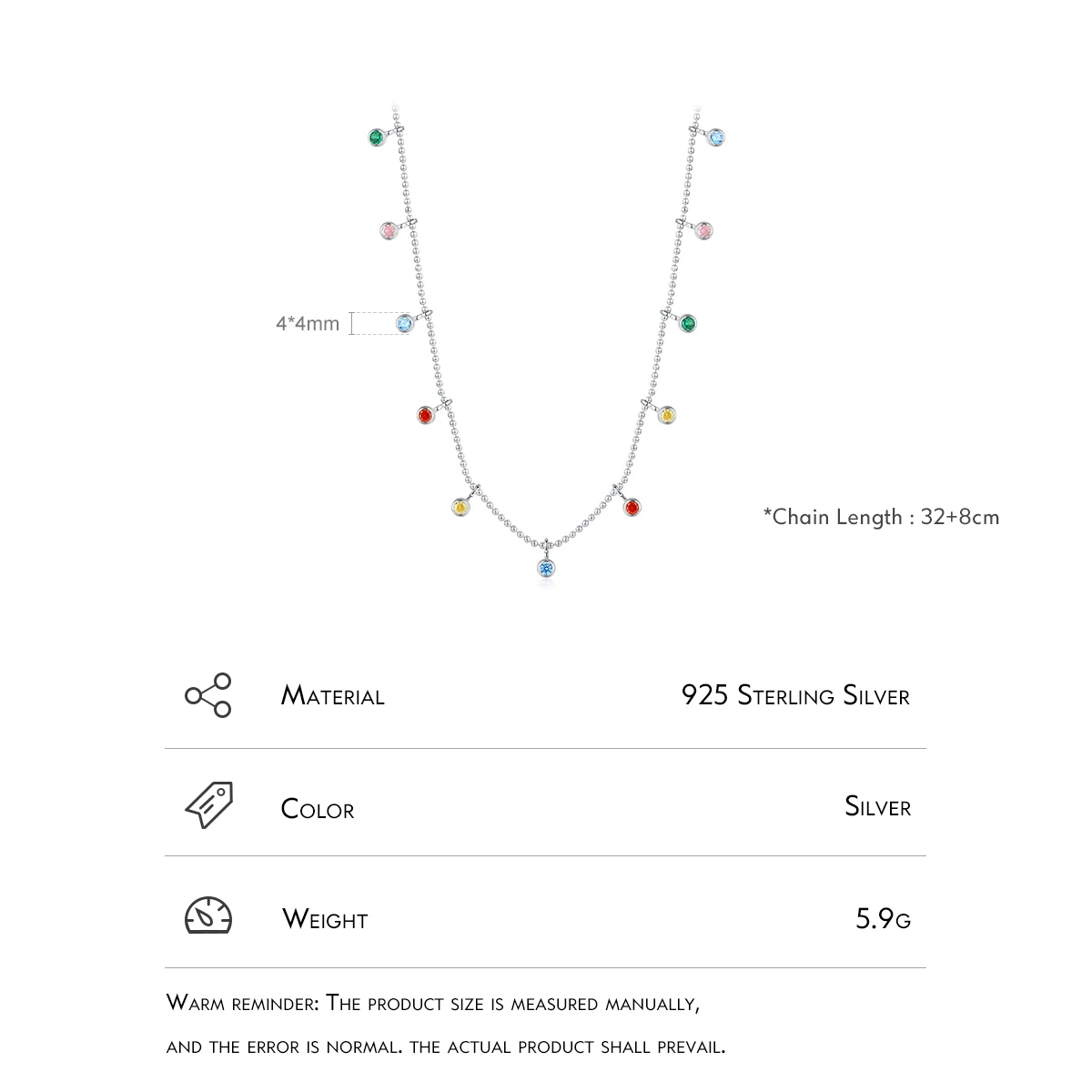 Simple Style Circle Round Sterling Silver Plating Inlay Zircon Rhodium Plated Choker 6 Simple Style Circle Round Sterling Silver Plating Inlay Zircon Rhodium Plated Choker - Image 4