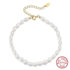 1 Piece Elegant Solid Color Freshwater Pearl Sterling Silver Beaded Plating Bracelets -Cheap Jewelry Store 1637690720540299264