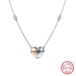 1 Piece Simple Style Heart Shape Sterling Silver Inlay Zircon Pendant Necklace -Cheap Jewelry Store 1637691849869234176