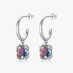 1 Pair Simple Style Round Sterling Silver Plating Inlay Zircon Drop Earrings -Cheap Jewelry Store 1637754086789091328