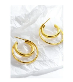 1 Pair Simple Style C Shape Sterling Silver Layered Ear Studs -Cheap Jewelry Store 1637787894322171904