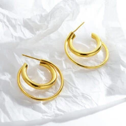 1 Pair Simple Style C Shape Sterling Silver Layered Ear Studs -Cheap Jewelry Store 1637787894326366208