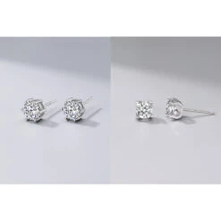 1 Pair Shiny Round Square Sterling Silver Inlay Moissanite Ear Studs -Cheap Jewelry Store 1638094530140049408 1