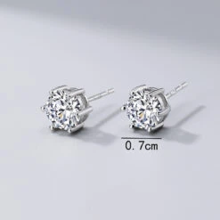 1 Pair Shiny Round Square Sterling Silver Inlay Moissanite Ear Studs -Cheap Jewelry Store 1638096763858587648