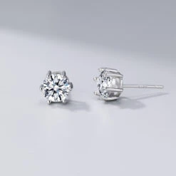 1 Pair Shiny Round Square Sterling Silver Inlay Moissanite Ear Studs -Cheap Jewelry Store 1638096763917307904