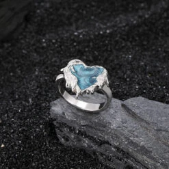 Simple Style Heart Shape Sterling Silver Epoxy Pleated Rings -Cheap Jewelry Store 1638381124243820544