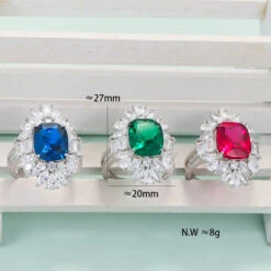 Retro Square Sterling Silver Inlay Zircon Rings -Cheap Jewelry Store 1638426700662575104
