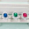 Retro Square Sterling Silver Inlay Zircon Rings -Cheap Jewelry Store 1638426707331518464