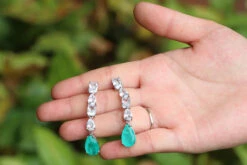 1 Pair Elegant Water Droplets Copper Inlay Artificial Gemstones Drop Earrings -Cheap Jewelry Store 1638426846938927104