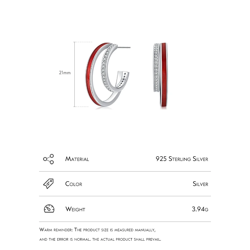 1 Pair Luxurious C Shape Sterling Silver Epoxy Plating Inlay Zircon Rhodium Plated Ear Studs 9 1 Pair Luxurious C Shape Sterling Silver Epoxy Plating Inlay Zircon Rhodium Plated Ear Studs - Image 7