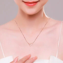 Elegant Lock Sterling Silver Plating Inlay Zircon Rose Gold Plated Pendant Necklace -Cheap Jewelry Store 1638787742286614528