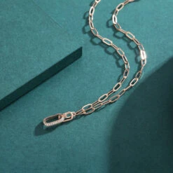 Elegant Lock Sterling Silver Plating Inlay Zircon Rose Gold Plated Pendant Necklace -Cheap Jewelry Store 1638787742596993024