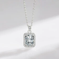 Shiny Rectangle Sterling Silver Plating Inlay Zircon Rhodium Plated Pendant Necklace 10 Shiny Rectangle Sterling Silver Plating Inlay Zircon Rhodium Plated Pendant Necklace -Cheap Jewelry Store 1638796647196659712