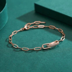 Shiny Lock Sterling Silver Plating Inlay Zircon Rose Gold Plated Rhodium Plated Bracelets -Cheap Jewelry Store 1639167318615527424