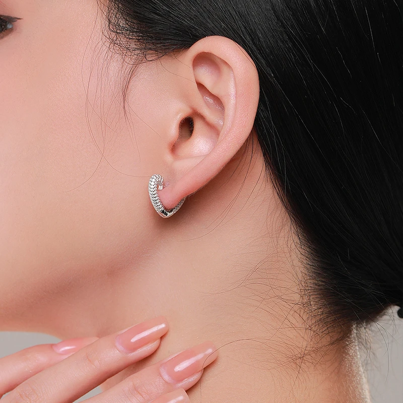 1 Pair Basic Heart Shape Sterling Silver Plating Inlay Zircon Rhodium Plated Earrings 7 1 Pair Basic Heart Shape Sterling Silver Plating Inlay Zircon Rhodium Plated Earrings - Image 5