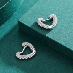 1 Pair Basic Heart Shape Sterling Silver Plating Inlay Zircon Rhodium Plated Earrings 9 1 Pair Basic Heart Shape Sterling Silver Plating Inlay Zircon Rhodium Plated Earrings -Cheap Jewelry Store 1639174042781093888