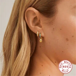 1 Pair Casual Palm Arrow Flower Sterling Silver Enamel Plating Inlay Zircon Drop Earrings -Cheap Jewelry Store 1640241062024974336