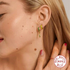 1 Pair Casual Palm Arrow Flower Sterling Silver Enamel Plating Inlay Zircon Drop Earrings -Cheap Jewelry Store 1640241069943820288