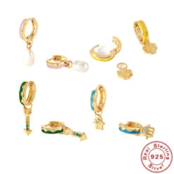 1 Pair Casual Palm Arrow Flower Sterling Silver Enamel Plating Inlay Zircon Drop Earrings -Cheap Jewelry Store 1640241075404804096 1