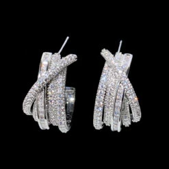 1 Pair Retro C Shape Copper Inlay Zircon Ear Studs -Cheap Jewelry Store 1640242246823579648