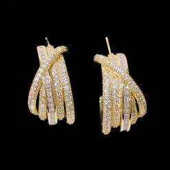 1 Pair Retro C Shape Copper Inlay Zircon Ear Studs -Cheap Jewelry Store 1640242246869716992