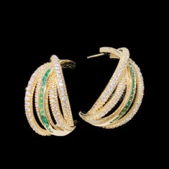 1 Pair Retro C Shape Copper Inlay Zircon Ear Studs -Cheap Jewelry Store 1640242257829433344