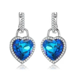 1 Pair Shiny Heart Shape Sterling Silver Inlay Zircon Drop Earrings -Cheap Jewelry Store 1640982402190938112