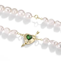 Y2K Heart Shape Imitation Pearl Sterling Silver Inlay Zircon Necklace -Cheap Jewelry Store 1640983114765438976