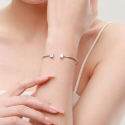 INS Style Square Sterling Silver Plating Inlay Zircon 14K Gold Plated Rhodium Plated Cuff Bracelets -Cheap Jewelry Store 1641254770285088768