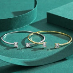 INS Style Square Sterling Silver Plating Inlay Zircon 14K Gold Plated Rhodium Plated Cuff Bracelets -Cheap Jewelry Store 1641254770461249536 1