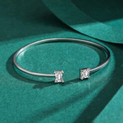 INS Style Square Sterling Silver Plating Inlay Zircon 14K Gold Plated Rhodium Plated Cuff Bracelets -Cheap Jewelry Store 1641254770482221056