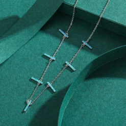 Bohemian Rectangle Sterling Silver Plating Inlay Turquoise 14K Gold Plated Rhodium Plated Choker -Cheap Jewelry Store 1641286532641984512