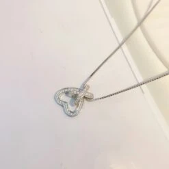 Elegant Simple Style Heart Shape Sterling Silver Inlay Zircon Pendant Necklace -Cheap Jewelry Store 1641739810601308160