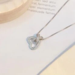 Elegant Simple Style Heart Shape Sterling Silver Inlay Zircon Pendant Necklace -Cheap Jewelry Store 1641739810731331584