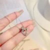 Elegant Simple Style Heart Shape Sterling Silver Inlay Zircon Pendant Necklace -Cheap Jewelry Store 1641739810777468928