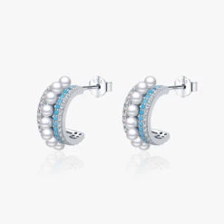 1 Pair INS Style Semicircle Sterling Silver Plating Inlay Artificial Pearls Zircon Rhodium Plated Ear Studs -Cheap Jewelry Store 1642054921417265152 1
