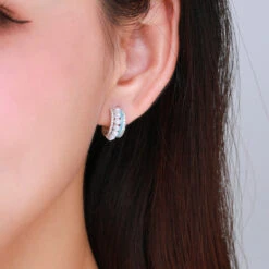 1 Pair INS Style Semicircle Sterling Silver Plating Inlay Artificial Pearls Zircon Rhodium Plated Ear Studs -Cheap Jewelry Store 1642054921819918336