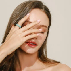 Vintage Style Sterling Silver Inlay Turquoise Wide Band Ring -Cheap Jewelry Store 1642388615445221376