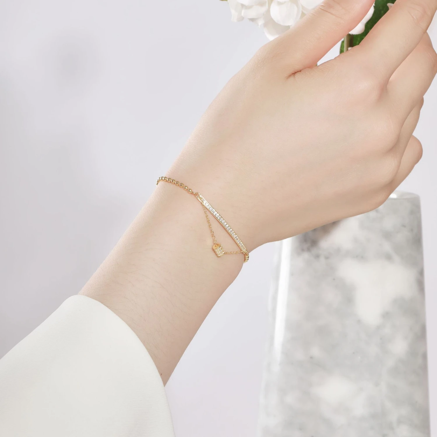 Simple Style Solid Color Sterling Silver Plating Inlay Zircon Bracelets 5 Simple Style Solid Color Sterling Silver Plating Inlay Zircon Bracelets - Image 3