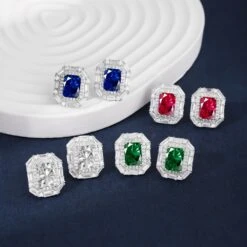 1 Pair Luxurious Rectangle Sterling Silver Plating Inlay Zircon Ear Studs -Cheap Jewelry Store 1643081563581321216 1