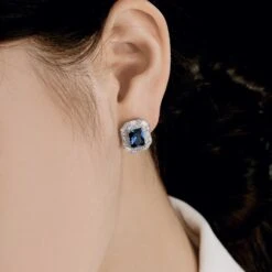 1 Pair Luxurious Rectangle Sterling Silver Plating Inlay Zircon Ear Studs -Cheap Jewelry Store 1643081617922723840