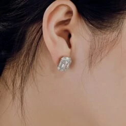 1 Pair Luxurious Rectangle Sterling Silver Plating Inlay Zircon Ear Studs -Cheap Jewelry Store 1643081659316310016