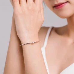 INS Style Round Sterling Silver Plating Inlay Zircon Rhodium Plated Cuff Bracelets -Cheap Jewelry Store 1643092872616087552