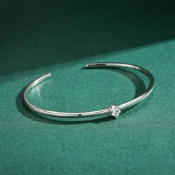 INS Style Round Sterling Silver Plating Inlay Zircon Rhodium Plated Cuff Bracelets -Cheap Jewelry Store 1643092873152958464 1