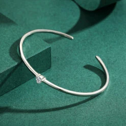 INS Style Round Sterling Silver Plating Inlay Zircon Rhodium Plated Cuff Bracelets -Cheap Jewelry Store 1643092873429782528