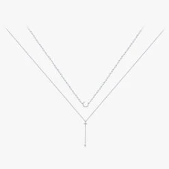 Elegant Simple Style Star Moon Sterling Silver Plating Inlay Zircon Rhodium Plated Layered Necklaces -Cheap Jewelry Store 1643165421349769216