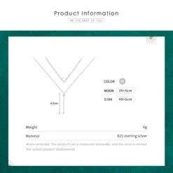 Elegant Simple Style Star Moon Sterling Silver Plating Inlay Zircon Rhodium Plated Layered Necklaces -Cheap Jewelry Store 1643165421907611648