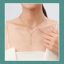 Elegant Simple Style Star Moon Sterling Silver Plating Inlay Zircon Rhodium Plated Layered Necklaces -Cheap Jewelry Store 1643165421911805952