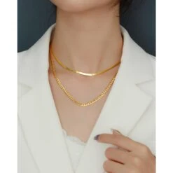 Hip-Hop Solid Color Sterling Silver Plating Gold Plated Necklace -Cheap Jewelry Store 1643858040534994944